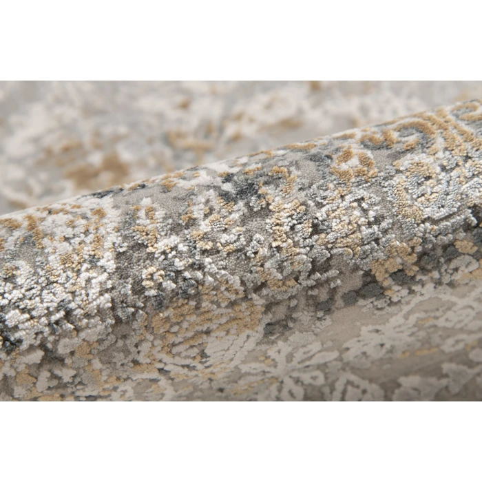 Amer Venice Frisco Gray/Gold Bordered Area Rug 4'11"x7'6"