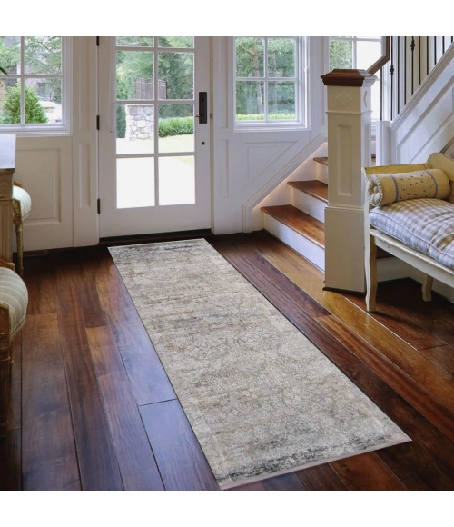 Amer Venice Frisco Gray/Gold Bordered Runner Rug 3'x9'10"