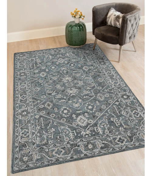 Amer Vestige Jericha Blue Hand-Tufted Wool Blend Area Rug 5'x7'6"