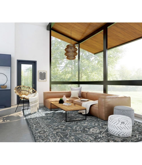 Amer Vestige Jericha Blue Hand-Tufted Wool Blend Area Rug 5'x7'6"