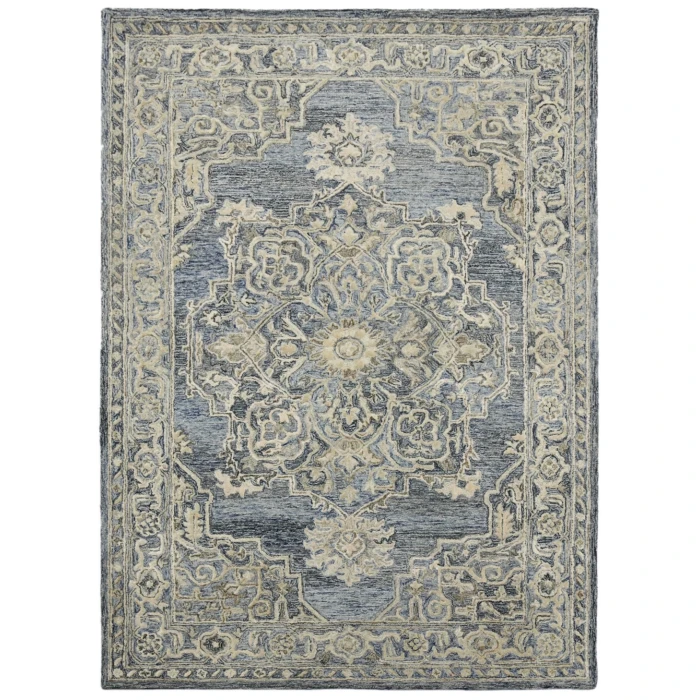 Amer Vestige Nucia Blue/Taupe Hand-Tufted Wool Blend Area Rug 8'x10'
