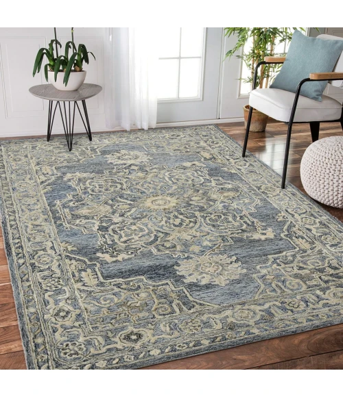Amer Vestige Nucia Blue/Taupe Hand-Tufted Wool Blend Area Rug 3'6"x5'6"