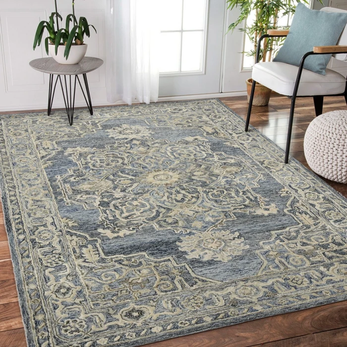 Amer Vestige Nucia Blue/Taupe Hand-Tufted Wool Blend Area Rug 8'x10'