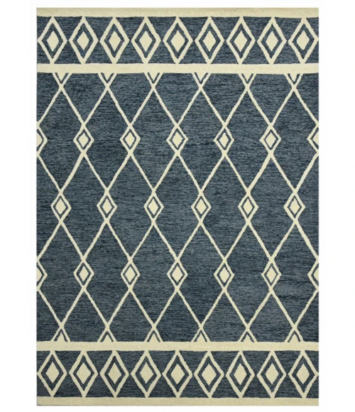 Amer Vista Raton Navy Hand-Hooked Wool Area Rug 5'x8'