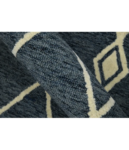 Amer Vista Raton Navy Hand-Hooked Wool Area Rug 5'x8'