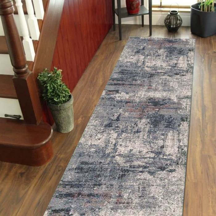 Amer Vermont Allaine Gray Polyester Runner Rug 2'7" x 8'