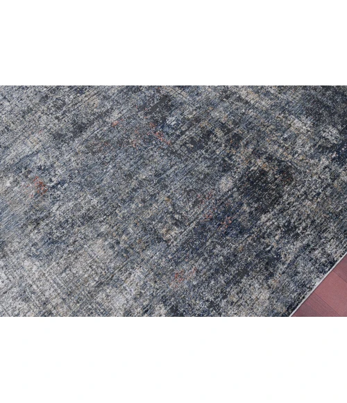 Amer Vermont Bianca Gray/Orange Polyester Runner Rug 2'7" x 8'