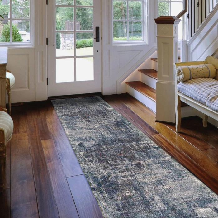 Amer Vermont Bianca Gray/Orange Polyester Runner Rug 2'7" x 8'