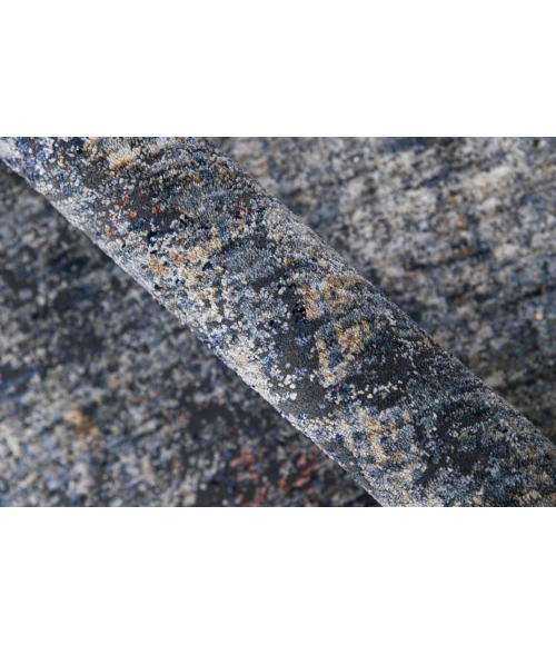 Amer Vermont Bianca Gray/Orange Polyester Runner Rug 2'7" x 8'