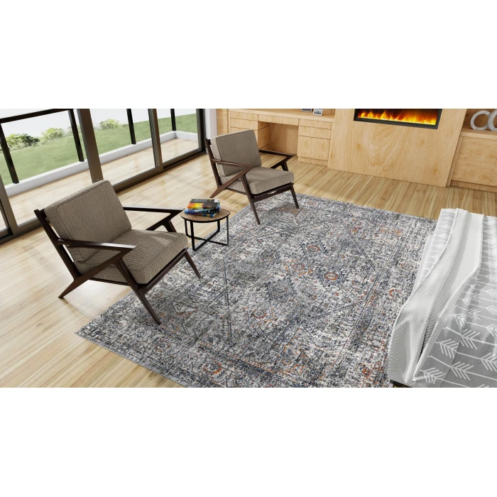 Amer Vermont Chelsea Gray/Ivory Polyester Area Rug 2'x3'