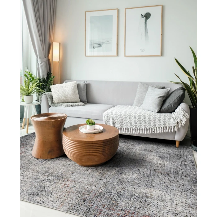 Amer Vermont Divina Gray Polyester Area Rug 5'3" x 7'6"