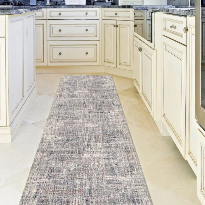 Amer Vermont Erysse Gray/Orange Polyester Runner Rug 2'7" x 8'