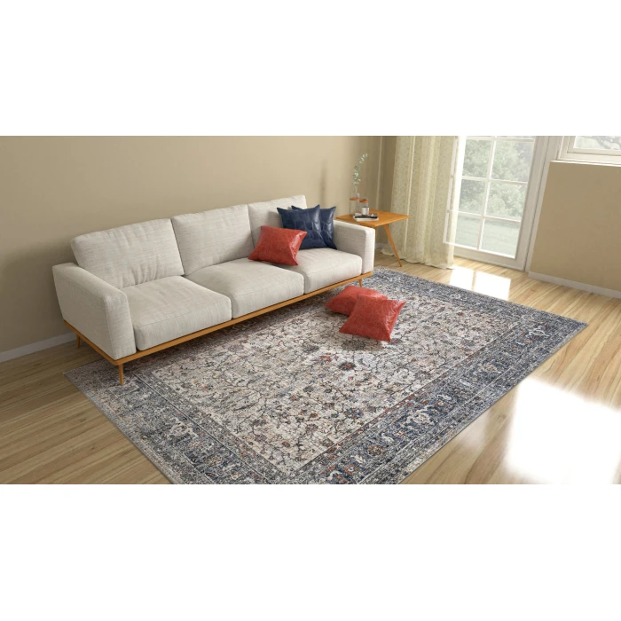 Amer Vermont Glidel Ivory/Gray Polyester Area Rug 7'10" x 9'10"