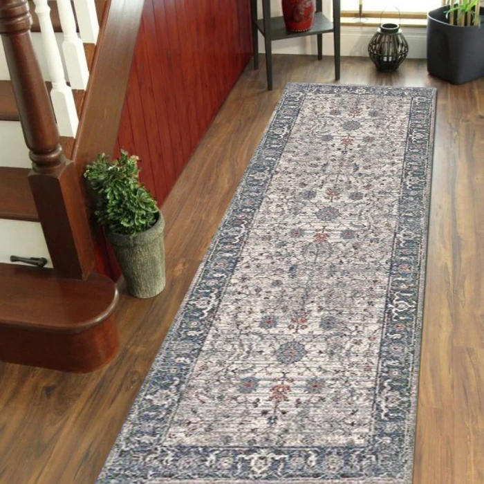 Amer Vermont Glidel Ivory/Gray Polyester Runner Rug 2'7" x 8'