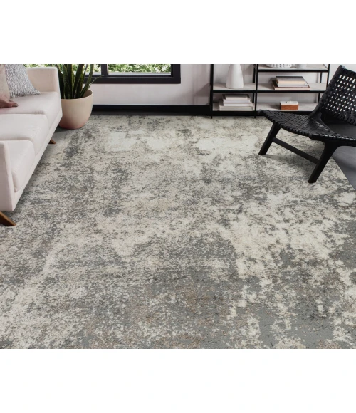 Yasmin Acy Gray/Beige Abstract Polyester Area Rug