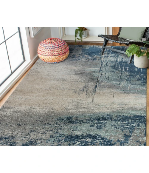 Yasmin Bern Dark Blue Abstract Polyester Area Rug
