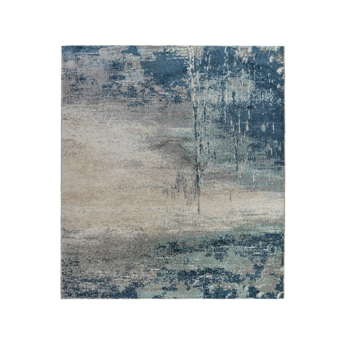 Yasmin Bern Dark Blue Abstract Polyester Area Rug