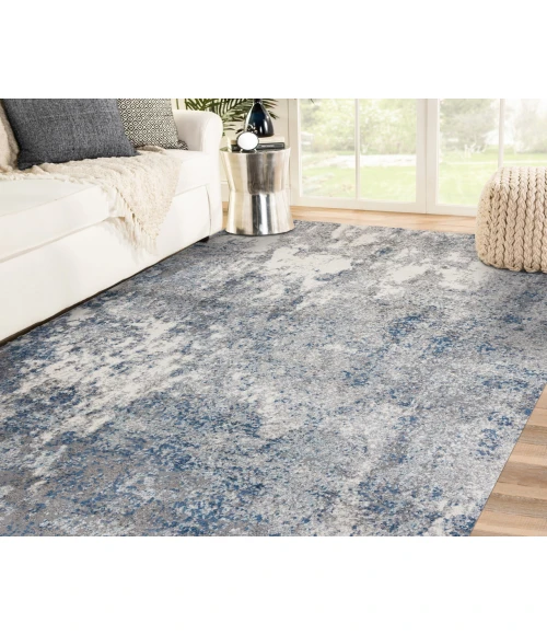 Yasmin Acy Light Blue Abstract Polyester Area Rug