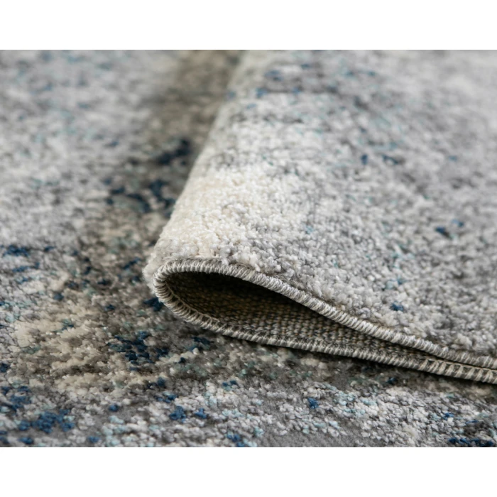 Yasmin Acy Light Blue Abstract Polyester Area Rug