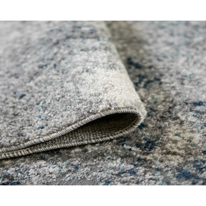 Yasmin Acy Light Blue Abstract Polyester Area Rug