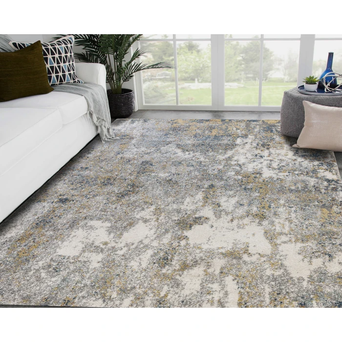 Yasmin Acy Yellow/Blue Abstract Polyester Area Rug