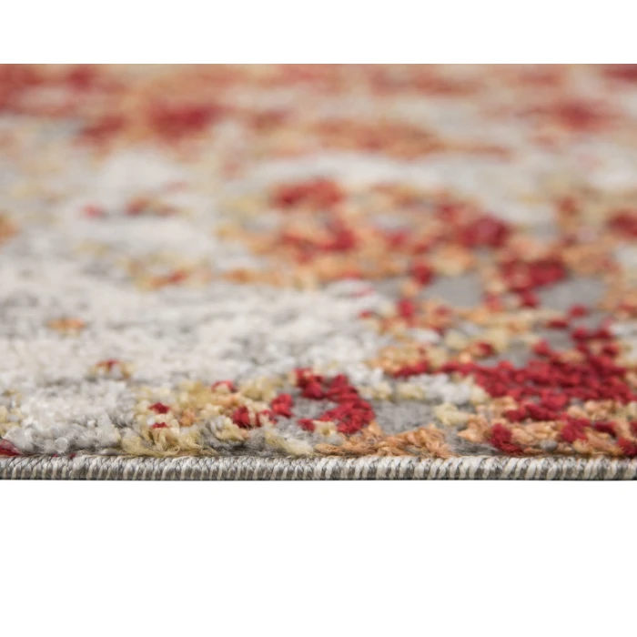 Yasmin Acy Red/Cream Abstract Polyester Area Rug