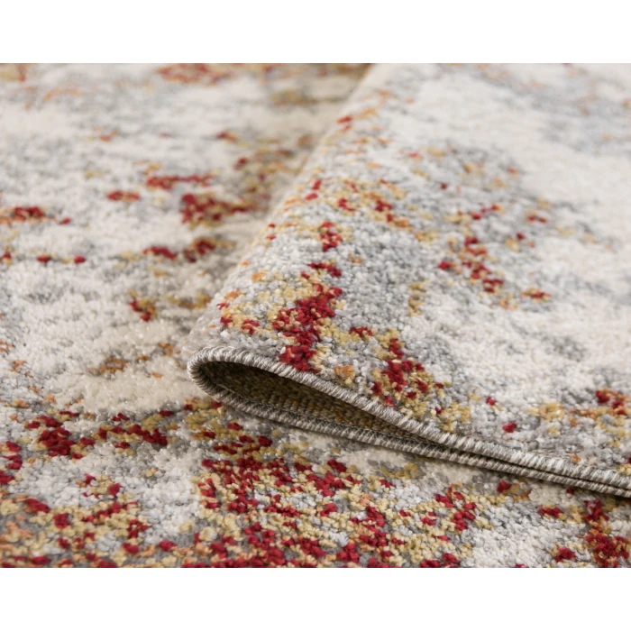 Yasmin Acy Red/Cream Abstract Polyester Area Rug
