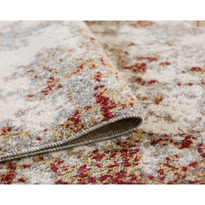 Yasmin Acy Red/Cream Abstract Polyester Area Rug
