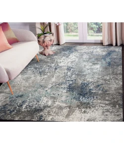 Amer Yasmin Deva Blue/Gray Abstract Polyester Rug 9' x 13'