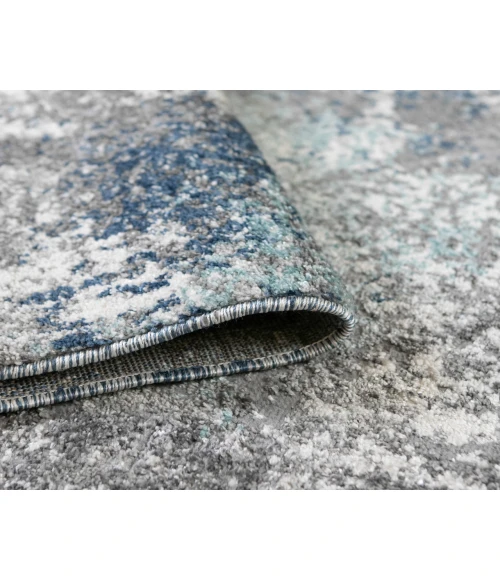 Yasmin Deva Blue/Gray Abstract Polyester Area Rug