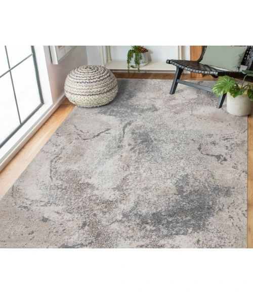 Yasmin Ester Cream Abstract Polyester Area Rug