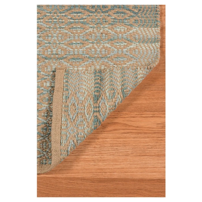 Amer Zola Parquet Light Blue Jute/Rayon Flatweave Area Rug 5'x8'