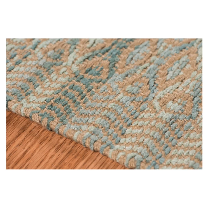 Amer Zola Parquet Light Blue Jute/Rayon Flatweave Area Rug 5'x8'