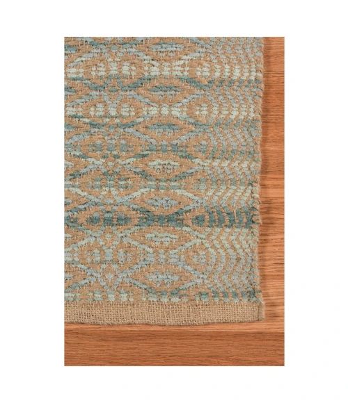 Amer Zola Parquet Light Blue Jute/Rayon Flatweave Area Rug 5'x8'