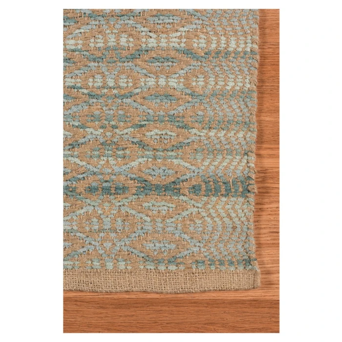 Amer Zola Parquet Light Blue Jute/Rayon Flatweave Area Rug 5'x8'