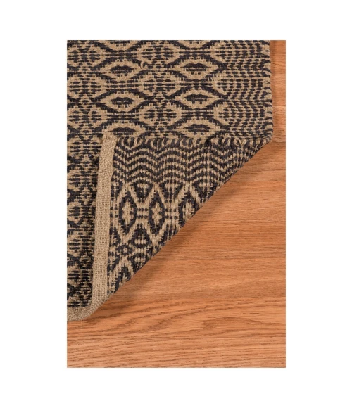 Amer Zola Parquet Black/Tan Jute/Rayon Flatweave Area Rug 5'x8'
