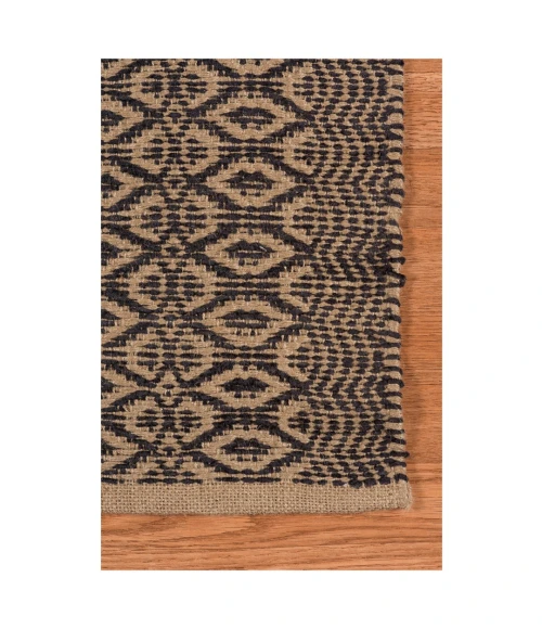 Amer Zola Parquet Black/Tan Jute/Rayon Flatweave Area Rug 5'x8'