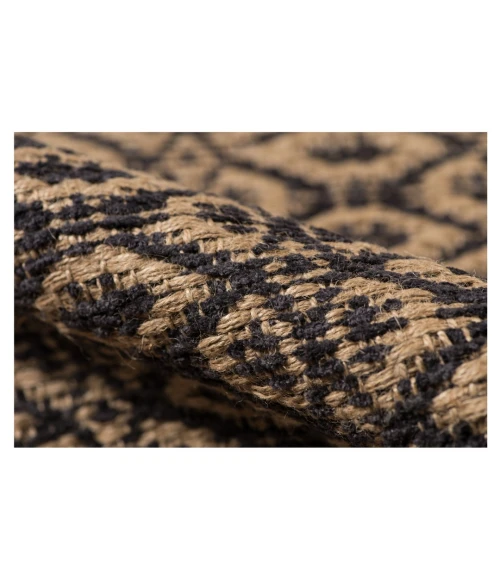 Amer Zola Parquet Black/Tan Jute/Rayon Flatweave Area Rug 5'x8'