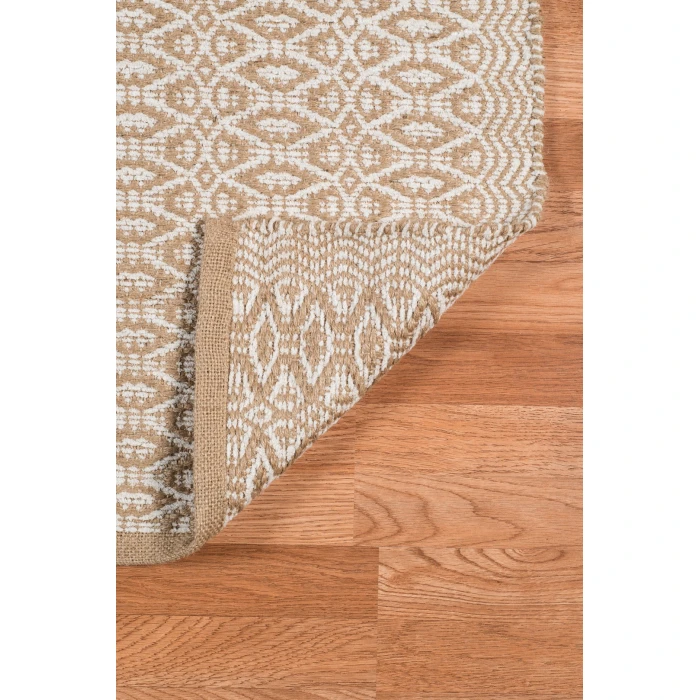Amer Zola Parquet White/Tan Jute/Rayon Flatweave Area Rug 8'x10'