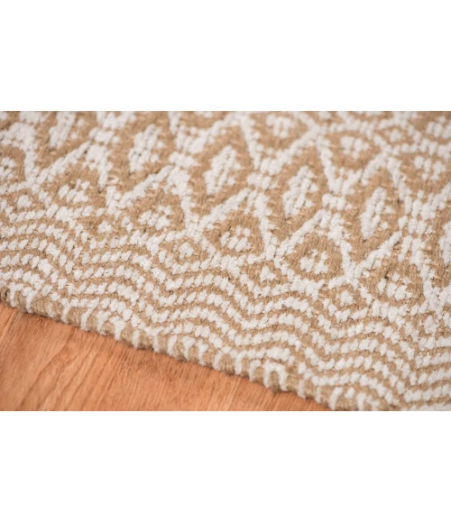 Amer Zola Parquet White/Tan Jute/Rayon Flatweave Area Rug 5'x8'