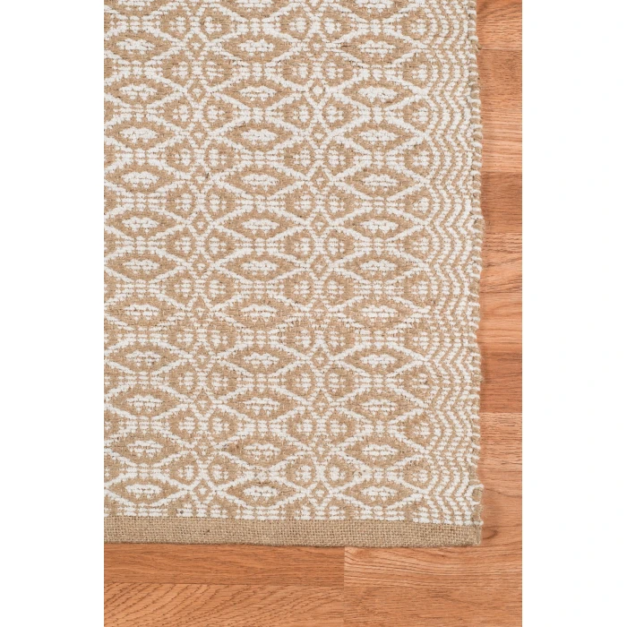 Amer Zola Parquet White/Tan Jute/Rayon Flatweave Area Rug 8'x10'