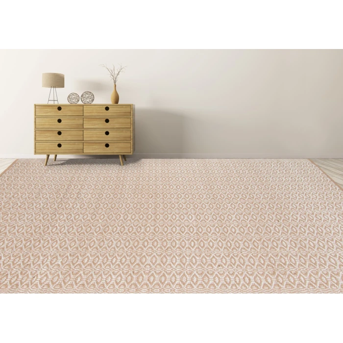 Amer Zola Parquet White/Tan Jute/Rayon Flatweave Area Rug 8'x10'