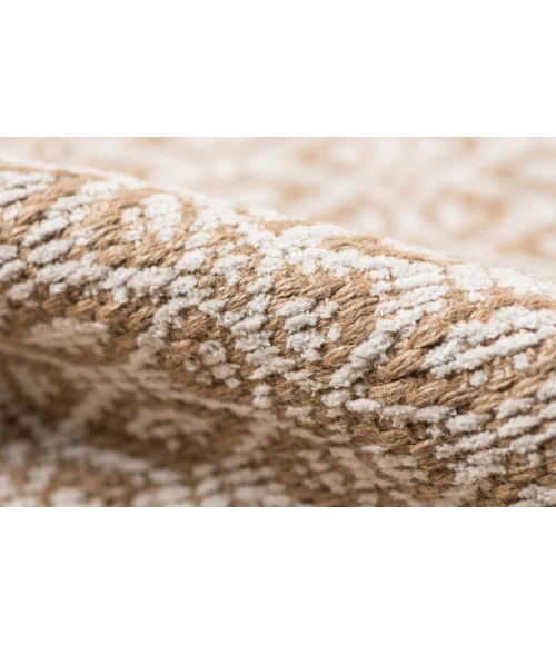 Amer Zola Parquet White/Tan Jute/Rayon Flatweave Area Rug 5'x8'