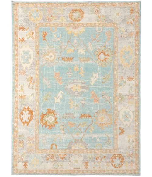 Amer Bohemian Gretna Indoor/Outdoor Aqua Area Rug 2'x3'