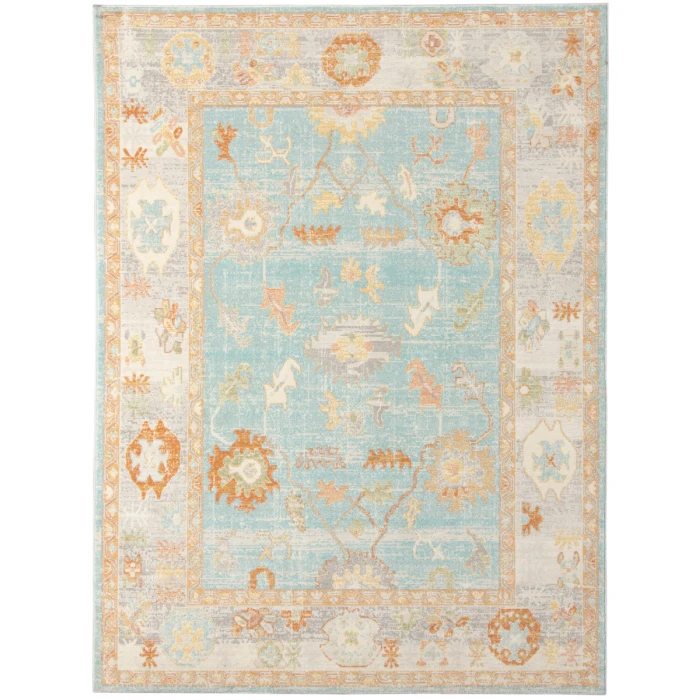 Amer Bohemian Gretna Indoor/Outdoor Aqua Area Rug 7'9"x9'9"