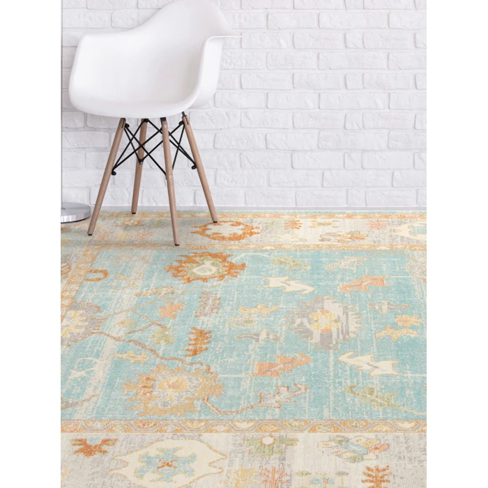 Amer Bohemian Gretna Indoor/Outdoor Aqua Area Rug 7'9"x9'9"