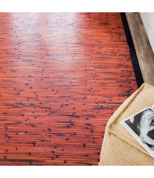 Anji Mountain 6' x 9' Cobblestone Mahogany Bamboo Rug