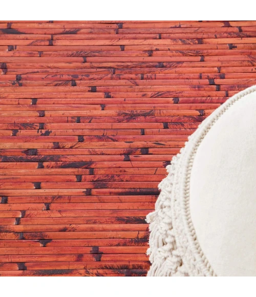 Anji Mountain 6' x 9' Cobblestone Mahogany Bamboo Rug