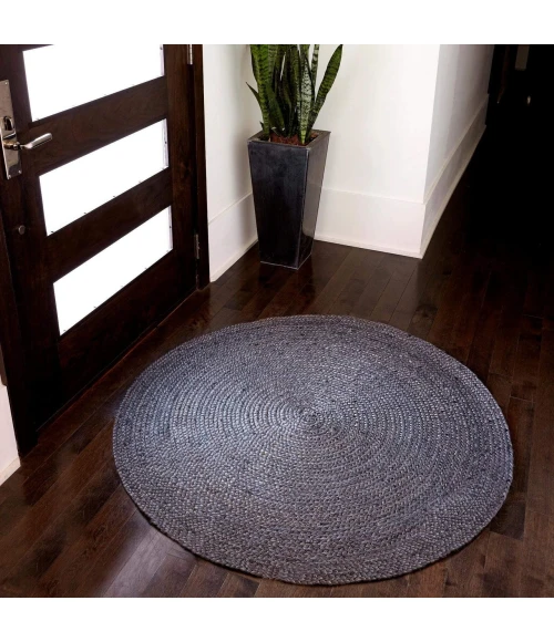 Anji Mountain 4' Round Kerala Gray Jute Rug