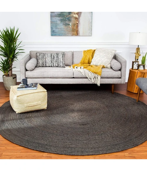 Anji Mountain 4' Round Kerala Gray Jute Rug